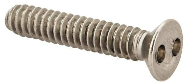 Made in USA - #6-32 UNC, 3/4" OAL Spanner Drive Machine Screw - Flat Head, Grade 18-8 Stainless Steel, Uncoated, Without Washer - Industrial Tool & Supply