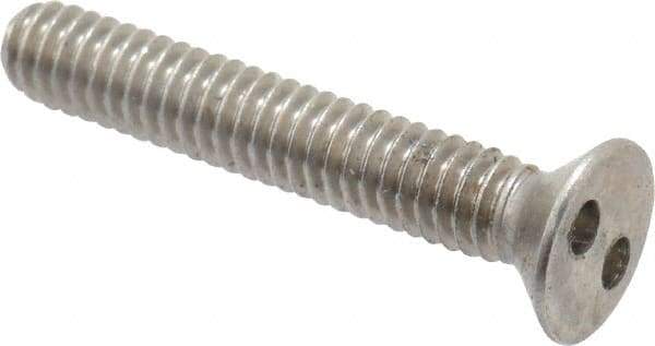 Made in USA - #8-32 UNC, 1" OAL Spanner Drive Machine Screw - Flat Head, Grade 18-8 Stainless Steel, Uncoated, Without Washer - Industrial Tool & Supply