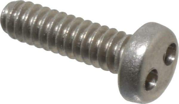Made in USA - #6-32 UNC, 1/2" OAL Spanner Drive Machine Screw - Pan Head, Grade 18-8 Stainless Steel, Uncoated, Without Washer - Industrial Tool & Supply