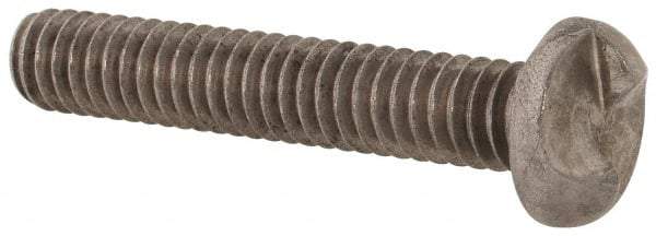 Made in USA - 1/4-20 UNC, 1-1/2" Length Under Head One Way Drive Machine Screw - Round Head, Grade 18-8 Stainless Steel, Uncoated, Without Washer - Industrial Tool & Supply