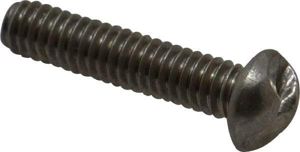 Made in USA - #8-32 UNC, 3/4" Length Under Head One Way Drive Machine Screw - Round Head, Grade 18-8 Stainless Steel, Uncoated, Without Washer - Industrial Tool & Supply
