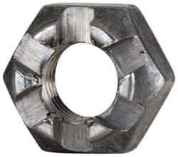 Value Collection - 1/4-28 UNF Grade 5 Steel Castle Locknut - 7/16" Width Across Flats, 9/32" High, Uncoated - Industrial Tool & Supply