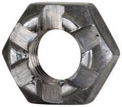 Value Collection - 1/4-28 UNF Grade 5 Steel Castle Locknut - 7/16" Width Across Flats, 9/32" High, Uncoated - Industrial Tool & Supply
