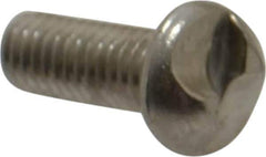 Made in USA - #10-32 UNF, 1/2" Length Under Head One Way Drive Machine Screw - Round Head, Grade 18-8 Stainless Steel, Uncoated, Without Washer - Industrial Tool & Supply