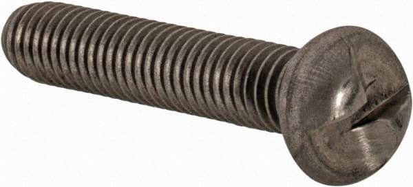 Made in USA - #10-32 UNF, 1" Length Under Head One Way Drive Machine Screw - Round Head, Grade 18-8 Stainless Steel, Uncoated, Without Washer - Industrial Tool & Supply