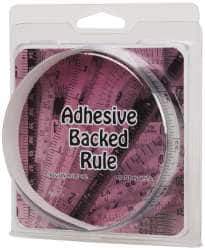Made in USA - 3 Ft. Long x 1/2 Inch Wide, 1/32 Inch Graduation, Silver, Mylar Adhesive Tape Measure - Reads Right to Left, Horizontal Scale - Industrial Tool & Supply