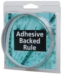 Made in USA - 6 Ft. Long x 1/2 Inch Wide, 1/32 Inch Graduation, Silver, Mylar Adhesive Tape Measure - Reads Left to Right, Horizontal Scale - Industrial Tool & Supply