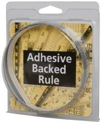 Made in USA - 6 Ft. Long x 1/2 Inch Wide, 1/32 Inch Graduation, Silver, Mylar Adhesive Tape Measure - Reads Right to Left, Horizontal Scale - Industrial Tool & Supply