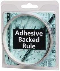 Made in USA - 9 Ft. Long x 1/2 Inch Wide, 1/32 Inch Graduation, Silver, Mylar Adhesive Tape Measure - Reads Left to Right, Horizontal Scale - Industrial Tool & Supply