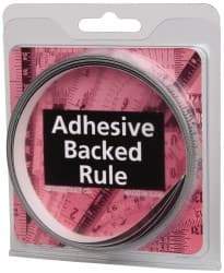 Made in USA - 9 Ft. Long x 1/2 Inch Wide, 1/32 Inch Graduation, Silver, Mylar Adhesive Tape Measure - Reads Right to Left, Horizontal Scale - Industrial Tool & Supply