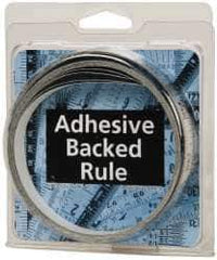 Made in USA - 12 Ft. Long x 1/2 Inch Wide, 1/32 Inch Graduation, Silver, Mylar Adhesive Tape Measure - Reads Right to Left, Horizontal Scale - Industrial Tool & Supply