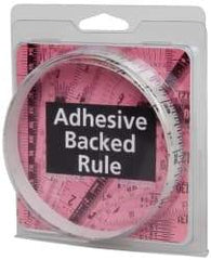 Made in USA - 3 Ft. Long x 1/2 Inch Wide, 1/16 Inch Graduation, Clear, Mylar Adhesive Tape Measure - Reads Left to Right, Horizontal Scale - Industrial Tool & Supply