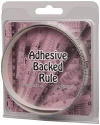 Made in USA - 3 Ft. Long x 1/2 Inch Wide, 1/16 Inch Graduation, Clear, Mylar Adhesive Tape Measure - Reads Right to Left, Horizontal Scale - Industrial Tool & Supply