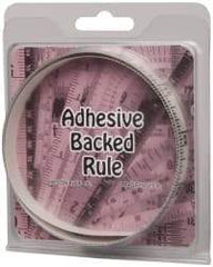 Made in USA - 3 Ft. Long x 1/2 Inch Wide, 1/16 Inch Graduation, Clear, Mylar Adhesive Tape Measure - Reads Right to Left, Horizontal Scale - Industrial Tool & Supply