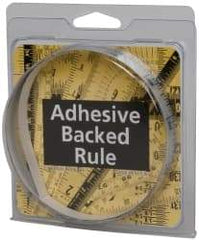 Made in USA - 3 Ft. Long x 1/2 Inch Wide, 1/16 Inch Graduation, Silver, Mylar Adhesive Tape Measure - Reads Left to Right, Horizontal Scale - Industrial Tool & Supply