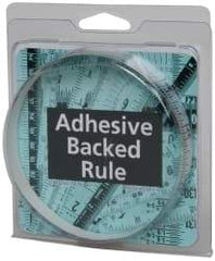 Made in USA - 3 Ft. Long x 1/2 Inch Wide, 1/16 Inch Graduation, Silver, Mylar Adhesive Tape Measure - Reads Right to Left, Horizontal Scale - Industrial Tool & Supply