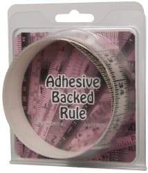 Made in USA - 3 Ft. Long x 1-1/4 Inch Wide, 1/16 Inch Graduation, Clear, Mylar Adhesive Tape Measure - Reads Left to Right, Horizontal Scale - Industrial Tool & Supply