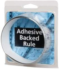 Made in USA - 3 Ft. Long x 1-1/4 Inch Wide, 1/16 Inch Graduation, Silver, Mylar Adhesive Tape Measure - Reads Right to Left, Horizontal Scale - Industrial Tool & Supply