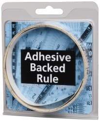 Made in USA - 6 Ft. Long x 1/2 Inch Wide, 1/16 Inch Graduation, Clear, Mylar Adhesive Tape Measure - Reads Left to Right, Horizontal Scale - Industrial Tool & Supply