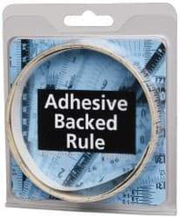Made in USA - 6 Ft. Long x 1/2 Inch Wide, 1/16 Inch Graduation, Clear, Mylar Adhesive Tape Measure - Reads Left to Right, Horizontal Scale - Industrial Tool & Supply