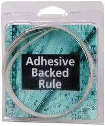 Made in USA - 6 Ft. Long x 1/2 Inch Wide, 1/16 Inch Graduation, Clear, Mylar Adhesive Tape Measure - Reads Right to Left, Horizontal Scale - Industrial Tool & Supply