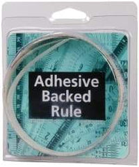 Made in USA - 6 Ft. Long x 1/2 Inch Wide, 1/16 Inch Graduation, Clear, Mylar Adhesive Tape Measure - Reads Right to Left, Horizontal Scale - Industrial Tool & Supply