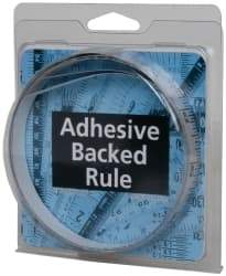 Made in USA - 6 Ft. Long x 1/2 Inch Wide, 1/16 Inch Graduation, Silver, Mylar Adhesive Tape Measure - Reads Left to Right, Horizontal Scale - Industrial Tool & Supply