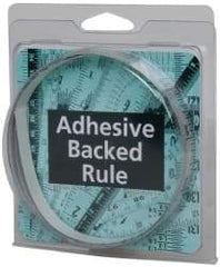 Made in USA - 6 Ft. Long x 1/2 Inch Wide, 1/16 Inch Graduation, Silver, Mylar Adhesive Tape Measure - Reads Right to Left, Horizontal Scale - Industrial Tool & Supply
