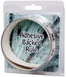 Made in USA - 6 Ft. Long x 1-1/4 Inch Wide, 1/16 Inch Graduation, Clear, Mylar Adhesive Tape Measure - Reads Left to Right, Horizontal Scale - Industrial Tool & Supply
