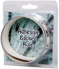 Made in USA - 6 Ft. Long x 1-1/4 Inch Wide, 1/16 Inch Graduation, Clear, Mylar Adhesive Tape Measure - Reads Left to Right, Horizontal Scale - Industrial Tool & Supply