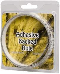 Made in USA - 9 Ft. Long x 1/2 Inch Wide, 1/16 Inch Graduation, Clear, Mylar Adhesive Tape Measure - Reads Left to Right, Horizontal Scale - Industrial Tool & Supply