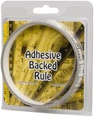 Made in USA - 9 Ft. Long x 1/2 Inch Wide, 1/16 Inch Graduation, Clear, Mylar Adhesive Tape Measure - Reads Left to Right, Horizontal Scale - Industrial Tool & Supply