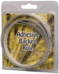 Made in USA - 9 Ft. Long x 1/2 Inch Wide, 1/16 Inch Graduation, Clear, Mylar Adhesive Tape Measure - Reads Right to Left, Horizontal Scale - Industrial Tool & Supply