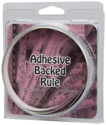Made in USA - 9 Ft. Long x 1/2 Inch Wide, 1/16 Inch Graduation, Silver, Mylar Adhesive Tape Measure - Reads Left to Right, Horizontal Scale - Industrial Tool & Supply