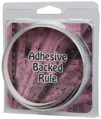 Made in USA - 9 Ft. Long x 1/2 Inch Wide, 1/16 Inch Graduation, Silver, Mylar Adhesive Tape Measure - Reads Left to Right, Horizontal Scale - Industrial Tool & Supply