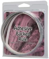 Made in USA - 9 Ft. Long x 1/2 Inch Wide, 1/16 Inch Graduation, Silver, Mylar Adhesive Tape Measure - Reads Right to Left, Horizontal Scale - Industrial Tool & Supply