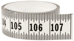Made in USA - 9 Ft. Long x 1-1/4 Inch Wide, 1/16 Inch Graduation, Clear, Mylar Adhesive Tape Measure - Reads Left to Right, Horizontal Scale - Industrial Tool & Supply