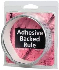 Made in USA - 9 Ft. Long x 1-1/4 Inch Wide, 1/16 Inch Graduation, Silver, Mylar Adhesive Tape Measure - Reads Left to Right, Horizontal Scale - Industrial Tool & Supply