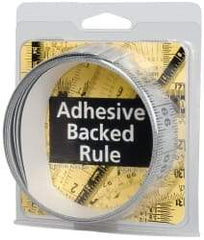 Made in USA - 9 Ft. Long x 1-1/4 Inch Wide, 1/16 Inch Graduation, Silver, Mylar Adhesive Tape Measure - Reads Right to Left, Horizontal Scale - Industrial Tool & Supply