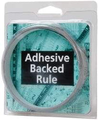 Made in USA - 12 Ft. Long x 1/2 Inch Wide, 1/16 Inch Graduation, Silver, Mylar Adhesive Tape Measure - Reads Left to Right, Horizontal Scale - Industrial Tool & Supply