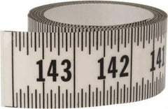 Made in USA - 12 Ft. Long x 1-1/4 Inch Wide, 1/16 Inch Graduation, Clear, Mylar Adhesive Tape Measure - Reads Right to Left, Horizontal Scale - Industrial Tool & Supply