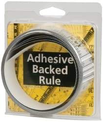 Made in USA - 12 Ft. Long x 1-1/4 Inch Wide, 1/16 Inch Graduation, Silver, Mylar Adhesive Tape Measure - Reads Left to Right, Horizontal Scale - Industrial Tool & Supply