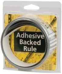 Made in USA - 12 Ft. Long x 1-1/4 Inch Wide, 1/16 Inch Graduation, Silver, Mylar Adhesive Tape Measure - Reads Left to Right, Horizontal Scale - Industrial Tool & Supply