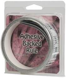 Made in USA - 18 Ft. Long x 1 Inch Wide, 1/16 Inch Graduation, Silver, Mylar Adhesive Tape Measure - Reads Left to Right, Horizontal Scale - Industrial Tool & Supply