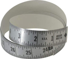 Made in USA - 18 Ft. Long x 1 Inch Wide, 1/16 Inch Graduation, Silver, Mylar Adhesive Tape Measure - Reads Right to Left, Horizontal Scale - Industrial Tool & Supply