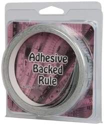 Made in USA - 24 Ft. Long x 1/2 Inch Wide, 1/16 Inch Graduation, Silver, Mylar Adhesive Tape Measure - Reads Left to Right, Horizontal Scale - Industrial Tool & Supply