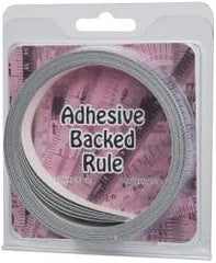 Made in USA - 24 Ft. Long x 1/2 Inch Wide, 1/16 Inch Graduation, Silver, Mylar Adhesive Tape Measure - Reads Right to Left, Horizontal Scale - Industrial Tool & Supply