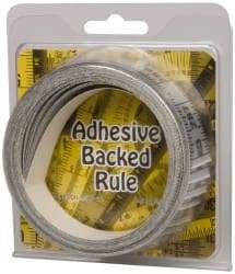 Made in USA - 24 Ft. Long x 1 Inch Wide, 1/16 Inch Graduation, Silver, Mylar Adhesive Tape Measure - Reads Right to Left, Horizontal Scale - Industrial Tool & Supply
