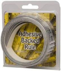 Made in USA - 24 Ft. Long x 1 Inch Wide, 1/16 Inch Graduation, Silver, Mylar Adhesive Tape Measure - Reads Right to Left, Horizontal Scale - Industrial Tool & Supply