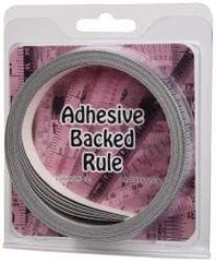Made in USA - 30 Ft. Long x 1/2 Inch Wide, 1/16 Inch Graduation, Silver, Mylar Adhesive Tape Measure - Reads Left to Right, Horizontal Scale - Industrial Tool & Supply